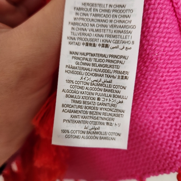 NWOT knitted pink top with red tassles size 2 small cotton - Picture 4 of 5